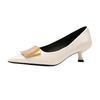 Low Heels Pumps for Women Leather Closed Toe Pointed Toe Kitten Heels Comfort Slip On Stiletto Pumps Women's Work Office Business Wedding Dress Shoes