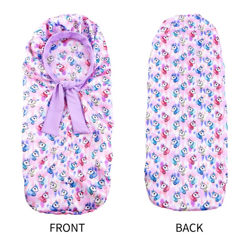 2PCS/LOT Kids Long Bonnet Night Sleep Hat Cartoon Print Elastic Shower Bath Cap Children Boys Girls Hair Care Headwrap