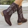Мода 2024 Высококачественная женская обувь Женские сапоги без застежек Модные вышитые современные сапоги Женские зимние сапоги больших размеров до середины икры