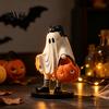 Collectibles for Friends Cute Ghost Statue, Resin Black Cat Holding Pumpkin Bucket Ornament, Statue Halloween Figurine Home Holiday Party Table Mantel