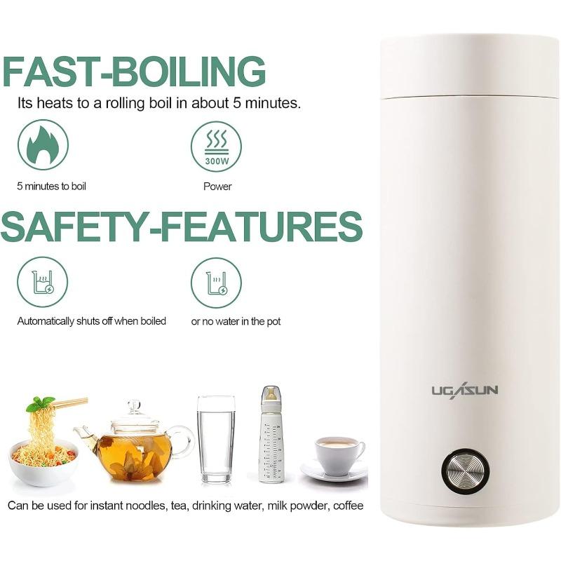 Портативный электрический чайник для кипячения воды - Дорожный чайник с автоматическим отключением - Портативный водонагреватель - Устройство для нагрева воды на одну чашку - 400 мл