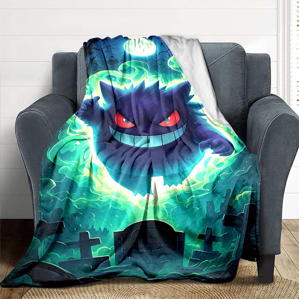 1pc Ghostly Pokémon Blanket Soft All Season Throw with Vibrant Design, Perfect for Home, Travel, and Gifts, Ideal for Naps and Camping
