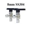 3 4 6 8 10 12 14 16 мм 1/8" 1/4" 1/2" Наружный диаметр трубки Компрессионный фитинг 304 316 Нержавеющая сталь Угольник Шаровой кран Вода Газ Топливо