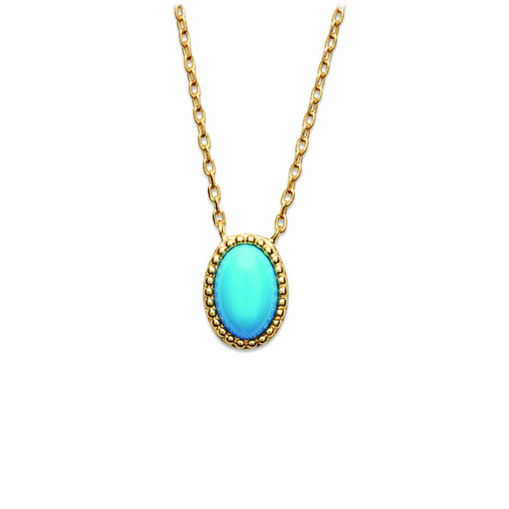 Les Trésors De Lily [Q4696] - Gold Plated Necklace 'Cléopatra' Golden Turquoise - 10x7 Mm Stone