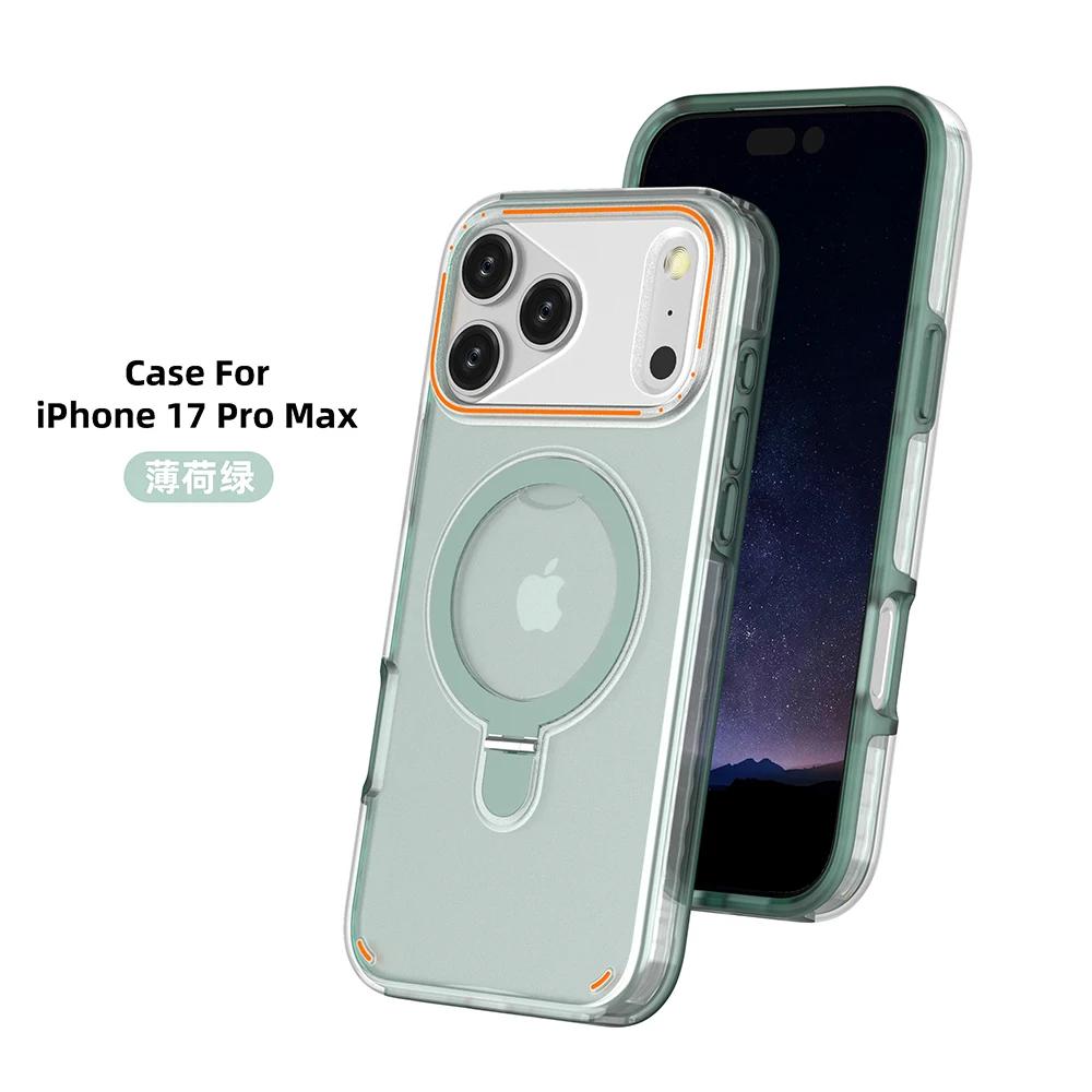 3-в-1 Для Magsafe Магнитное Металлическое Кольцо-подставка Матовый Чехол Для iPhone 17 Air 16 15 14 Plus 12 13 17 Pro Max 16e Защитная Крышка