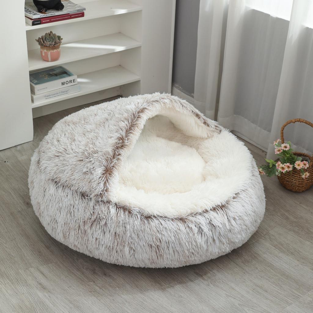 Cat Nest Semi-enclosed Winter Warm House Cat Villa Plush Cover Nest Four Seasons Dual-purpose Half-purpose Dog Nest