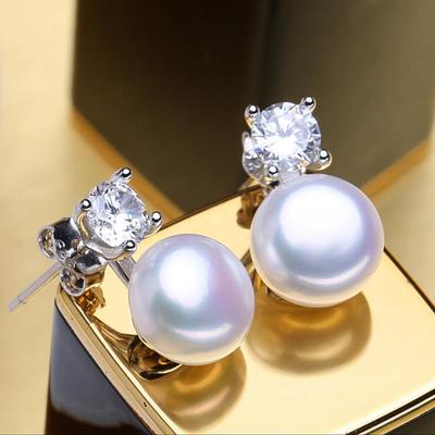 Элегантные белые натуральные пресноводные жемчужные серьги, модные кубические циркониевые серьги для женщин