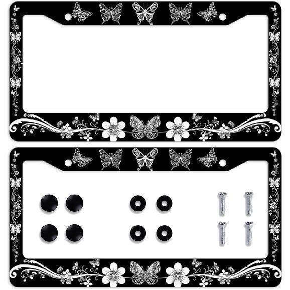 Butterfly License Plate Frame Beautiful Butterflies Flower License Plate Personalise Stainless Steel Metal Car Plates Funny License Plate Frames