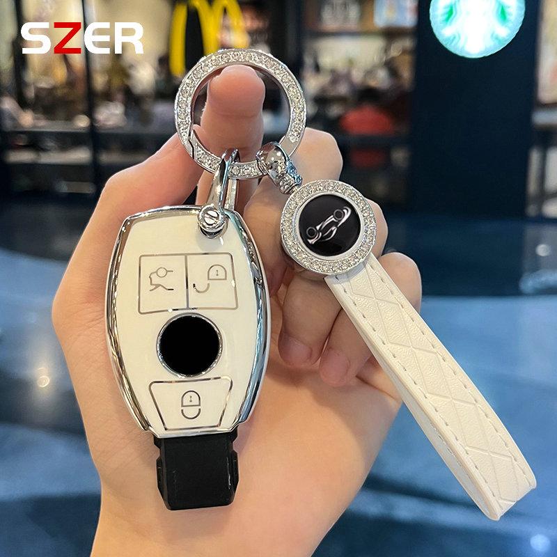 EKR2  TPU Car Key Case Cover Shell Accessories for Mercedes Benz A B C E GL S GLA GLK CLS Class AMG W204 W205 W212 W463 W176 Keychain