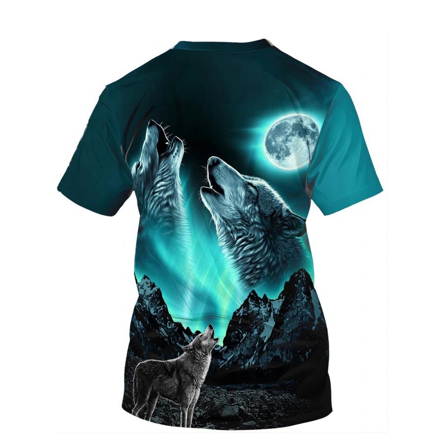 Летняя футболка больших размеров с коротким рукавом, мужская одежда, футболки с 3d принтом животного, зеленого волка, мужская повседневная спортивная футболка, мужская футболка