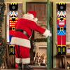 1PC Hanging Christmas Banner Couplet Nutcracker Soldier Christmas Door Banner Decoration for Home New Year Merry Christmas Decor