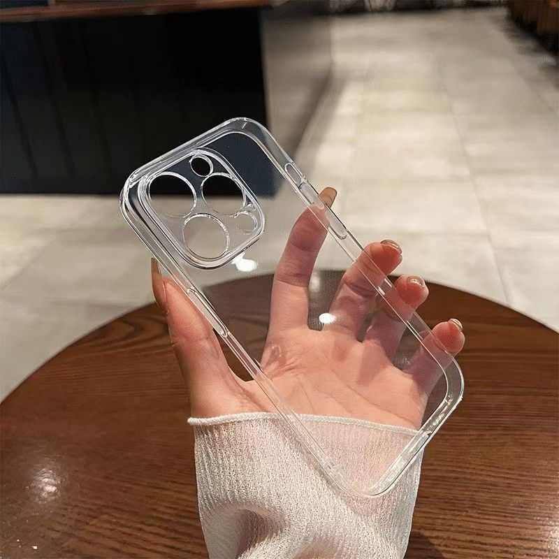 5 holes Silicone Transparent Case For iPhone 16 15 11 12 13 14 Plus 15 Pro Max 13 mini 16e Ultra Thin Clear TPU Cover Bag