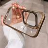 Fold Glass Lens Stand Holder Clear Case For iPhone 18 17 16 15 14 13 12 Pro Max Plus Plating Camera Protection Shockproof Cover