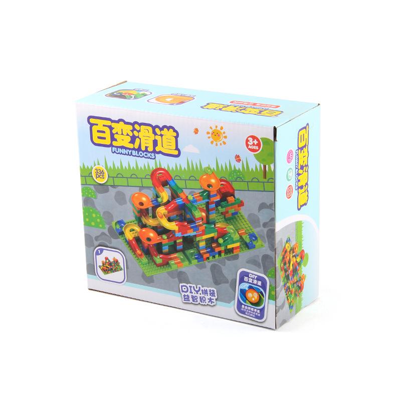 Children'S Track Building Block Toys, Large Particles 336Pcs Variety Slide Park Diy Assembled Building Block Balls