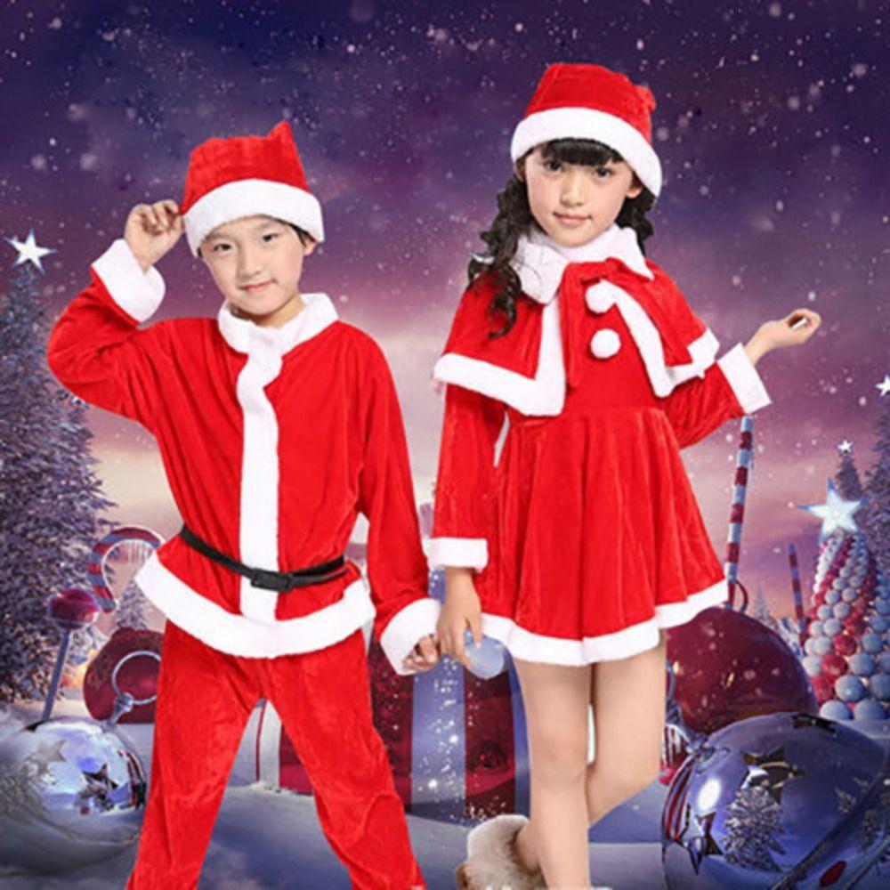 Long Sleeve Christmas Elk Dresses Shawl Christmas Performance Clothing Santa Claus Dresses