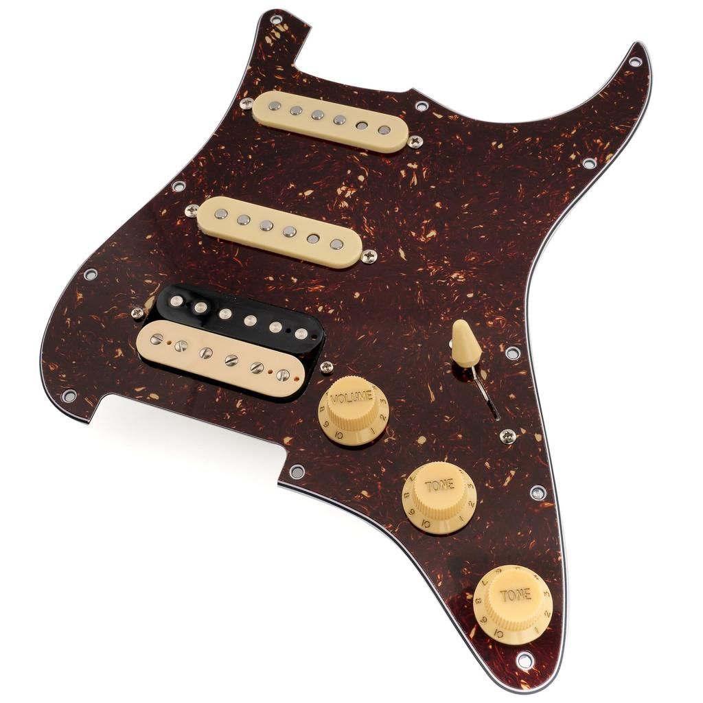 Musiclily Pro SE Pickguard with Alnico 5 Pickups and Super Switch for ST Stratocaster Electric Tortoiseshell Pattern ST-HSS-60SE Pre-wired 5-Way