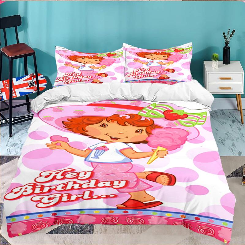 Straw-berry 3pcs Bedding Set,Including 1pc Duvet Cover And 2pcs Pillowcases Perfect Gift for Christmas,Ideal for Bedroom, Dormitory