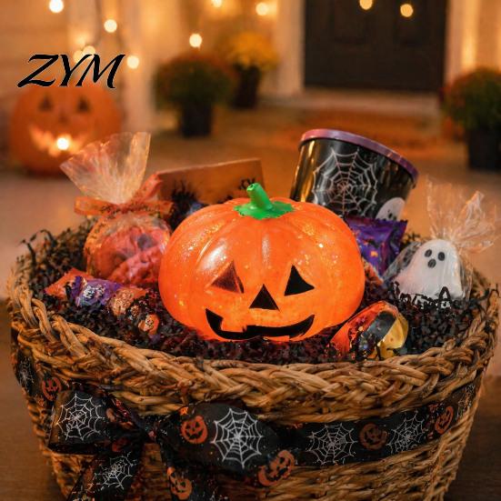 Halloween Party Favors Glitter Pumpkin Stress Ball, Head Squeeze Toy for Desk Decompression Toys Relief, Creepy Fidget Soft Squeezable