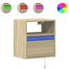 Wall Mounted Nightstand with LED Lighting Sonoma Oak