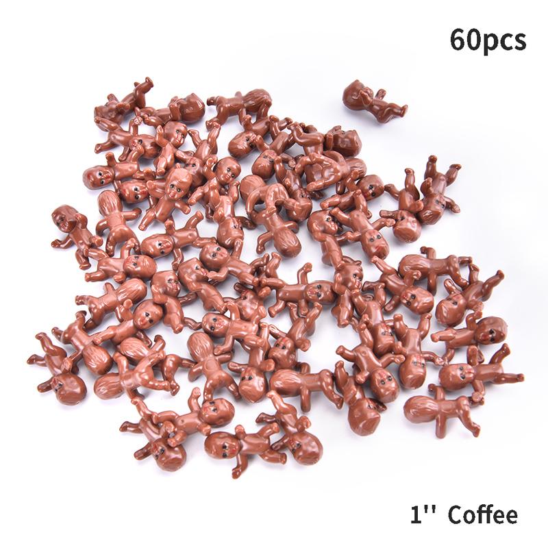60Pcs High Quality 1/1.2inch Mini Plastic Baby Doll Kids Toys Doll Accessories 10Colors