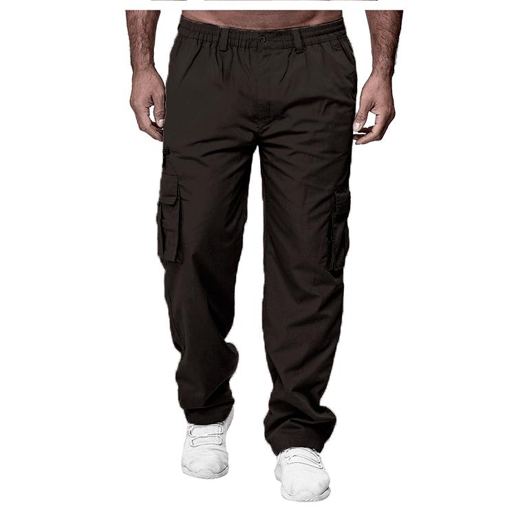 Men's Solid Color Plus Size Casual Multi-Pocket Cargo Pants