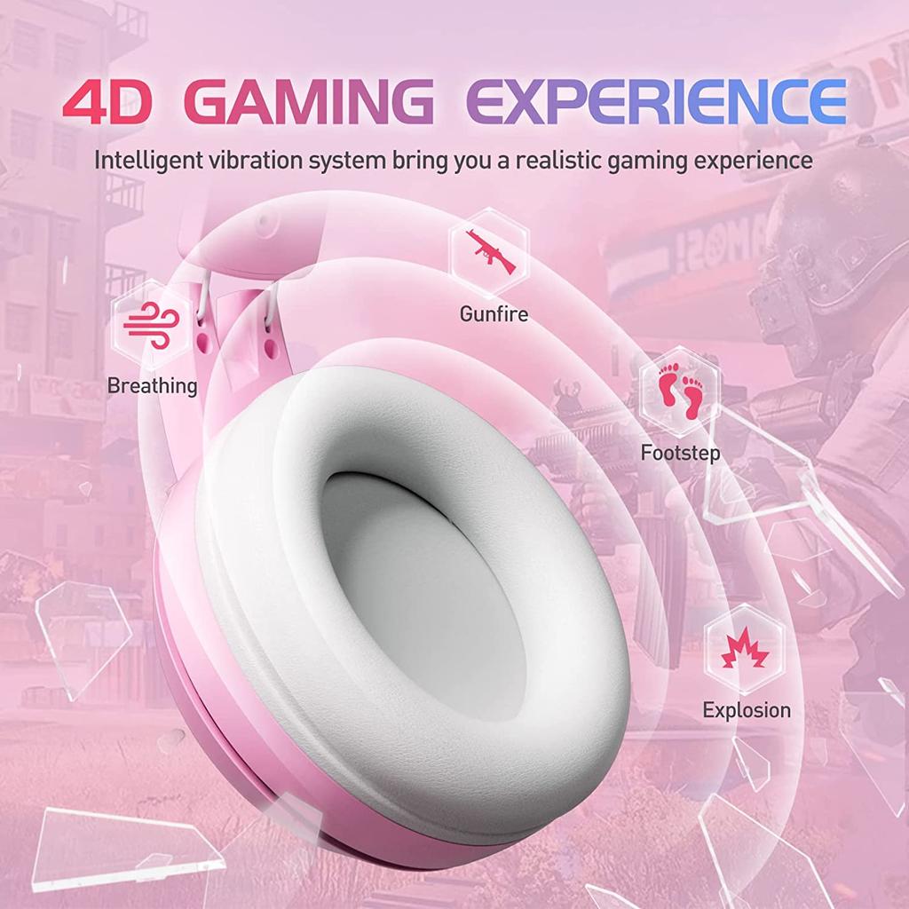 SOMIC G951pink Gaming Headset Cat Ear Headphone USB Gaming Headphones With LED  Light, 7.1 Virtual Surround Sound