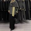 Womens Oversized Wool Blend Coat With Scarf Collar Mid-Length Warm Loose Winter Outerwear In Green White Black