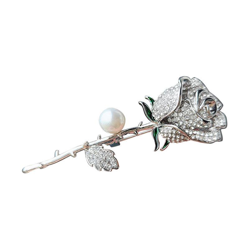 Elegant Gold Color Rose Flower Brooches For Women Girls Rhinestone Luxury Women Accessories