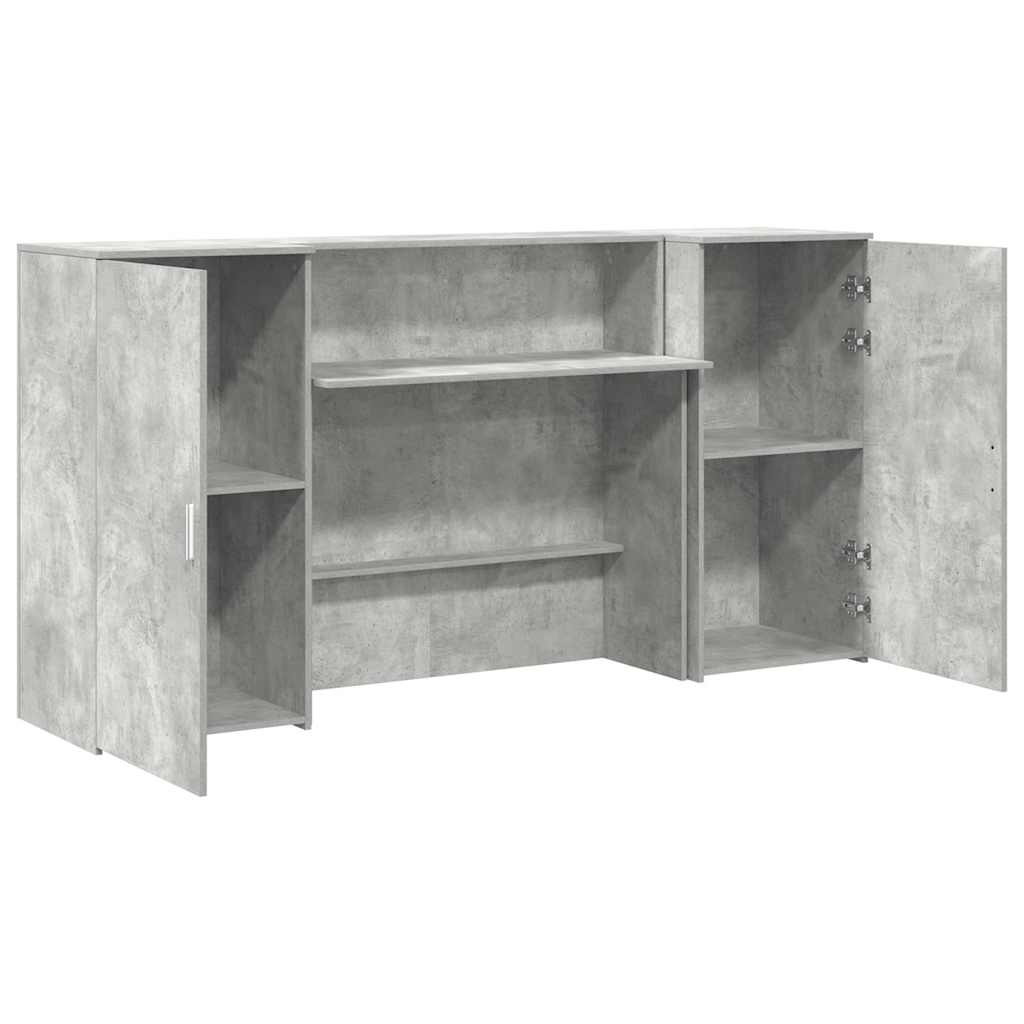 Biurko Recepcyjne Betonowe Szare 200X50X103,5 Cm Drewno Klejone