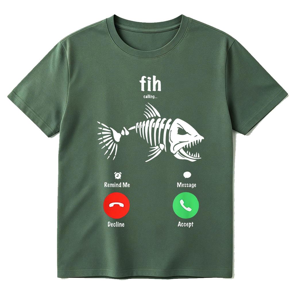 Fih Calling Graphic Tshirt Funny Phone Call Fishing Tshirts Unisex Unisex Fashion 100 Cotton Short Sleeve Oversized T Shirt Tops