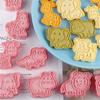 8Pcs Set Cookies Cutters Dinosaur Plastic Cartoon Pressable Biscuit Mold Confectionery Cookie Stamp Baking Pastry Bakeware Tools