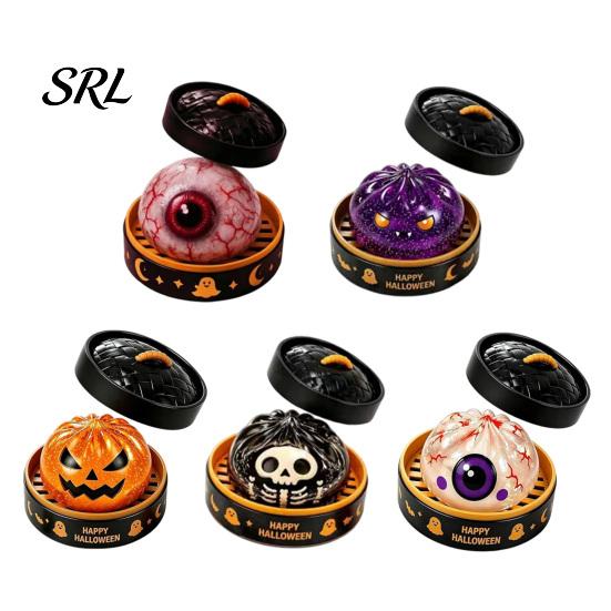 Pumpkin Dumpling Toy 1/5/6Pcs Halloween Squeezing with Steamer, Ghost Eyeball Skeleton Bun Stress Relief for Kids Adults, Party Favors Steamer