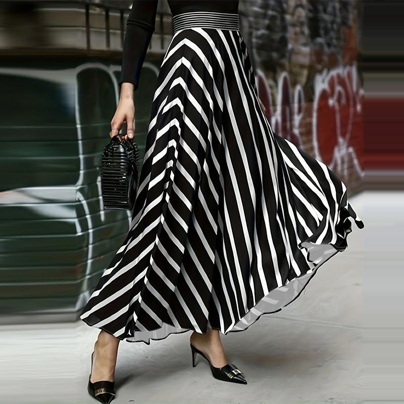 ZANZEA Женские повседневные свободные длинные юбки в полоску