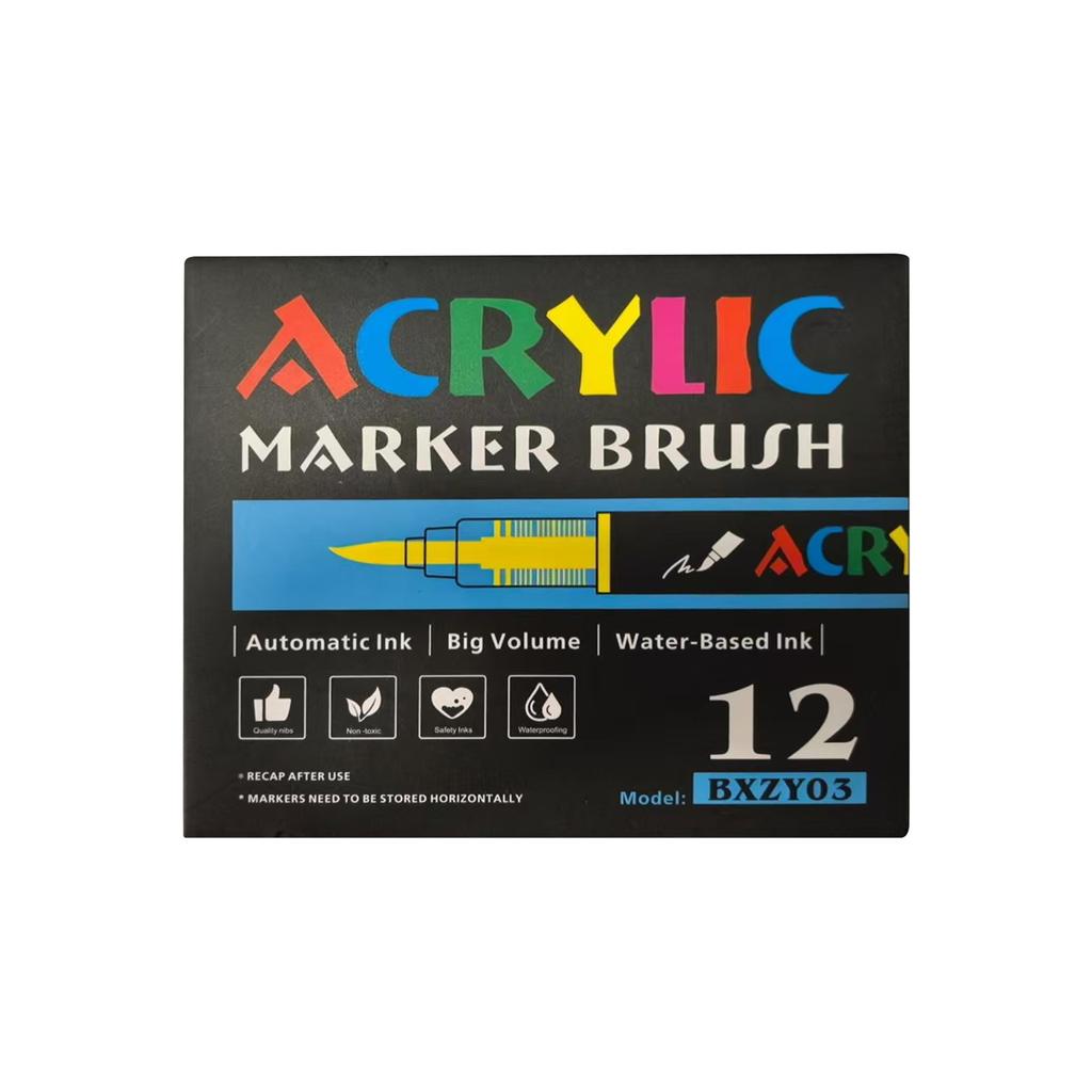 Straight Liquid Acrylic Marker Pen 12/24/36/48/60/80/120 Color Soft Head Student Art DIY Hand-painted Drawing Doodle Pen 10ml