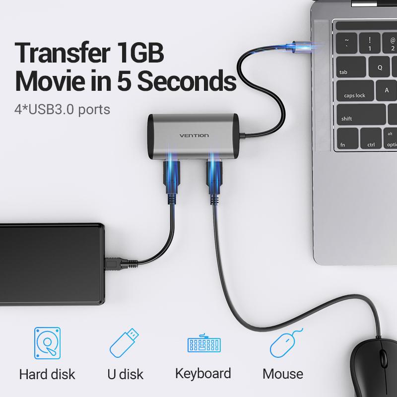 USB-концентратор Vention 3,0 Type c, USB-C-разветвитель, высокоскоростной адаптер для MacBook Pro, Huawei Mate 30, разветвитель USB-C, мультипорт USB3.1