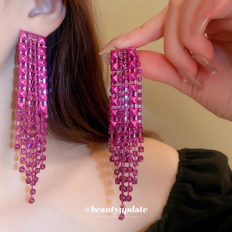 Серебряные серьги-кисточки с трансформируемой иглой - длинные серьги в европейском/американском стиле: Модный, уникальный, преувеличенный стиль.