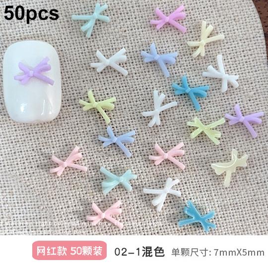 Mixed Cute Mini Colorful Resin Line Bowknot Bow Tie Ribbon Nail Art Decorations DIY Manicure Rhinestones Accessories