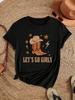Casual Women T-Shirt Vintage Cowboy Let'S Go Girls Printing Short Sleeve Teessummer Street Fashion Tops O-Neck Female Clothes