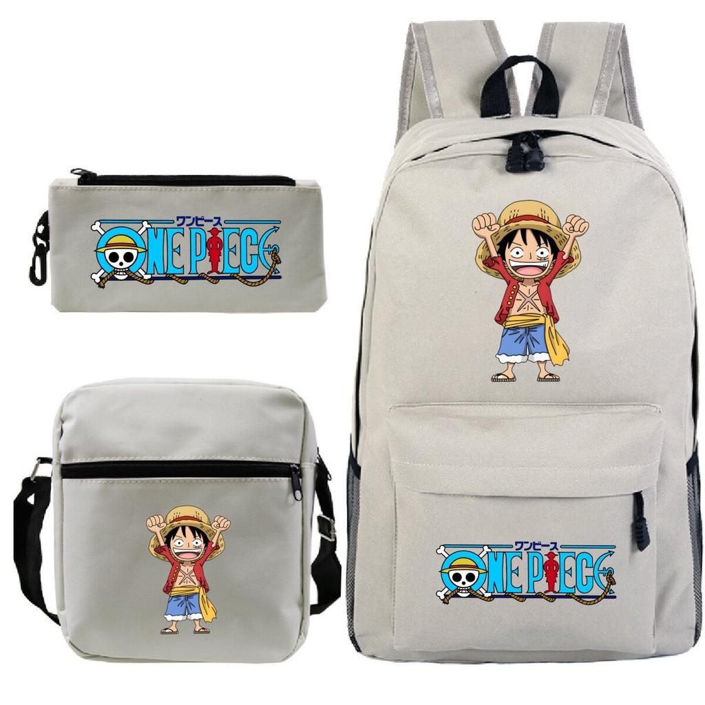 New Animation One Piece Printed Backpack for Primary and Secondary School Students Large Capacity School Bag Combination Three-piece Set
