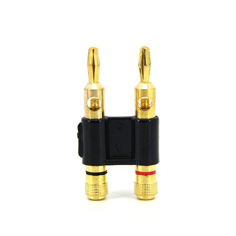 Двухрядный 4-миллиметровый разъем типа «банан», позолоченный адаптер для динамика, двухпозиционный перекрестный разъем для аудиодинамика, красный, черный