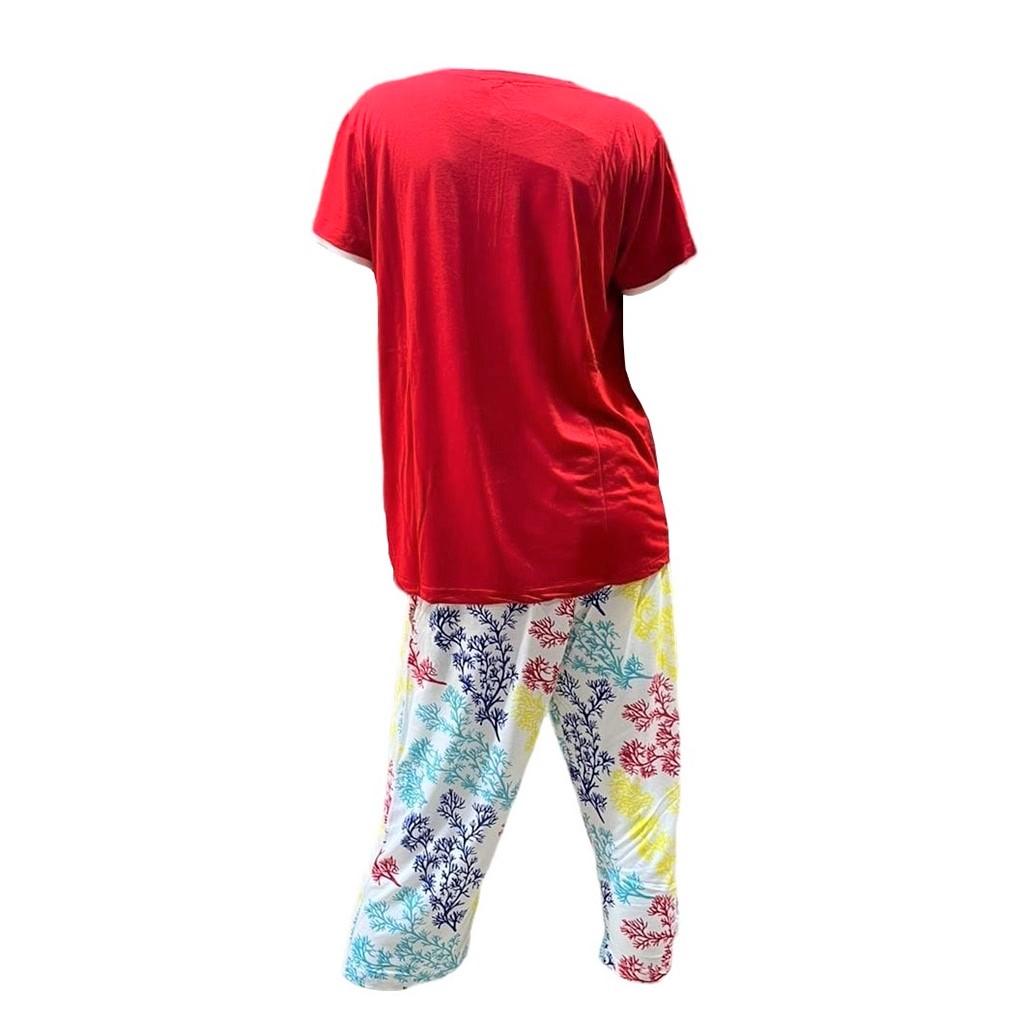 Женский капри из вискозы Bludream Battal размера плюс с коротким рукавом