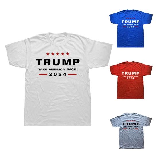 Летняя футболка 2024, выборы президента Трампа с буквенным принтом, индивидуальный круглый вырез, короткие рукава, свободный мягкий дышащий топ для кампании
