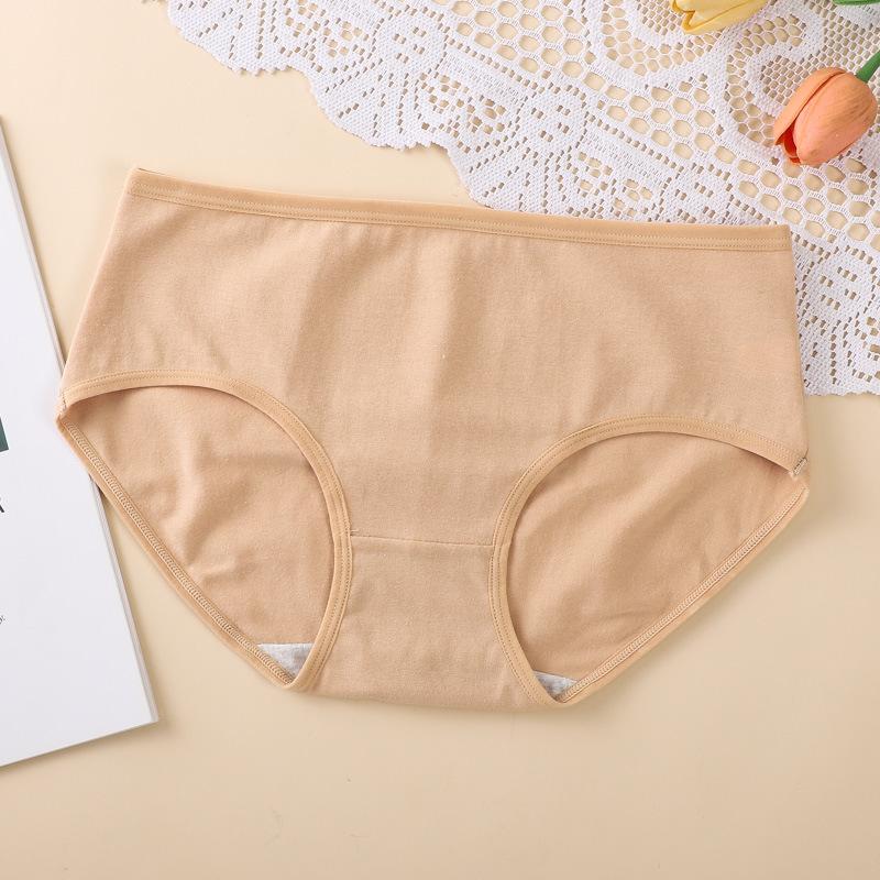 Женские трусы-стрейч со средней талией, большие размеры, нижнее белье из чистого хлопка, утягивающее бедра, полностью хлопковые трусики-треугольники с промежностью