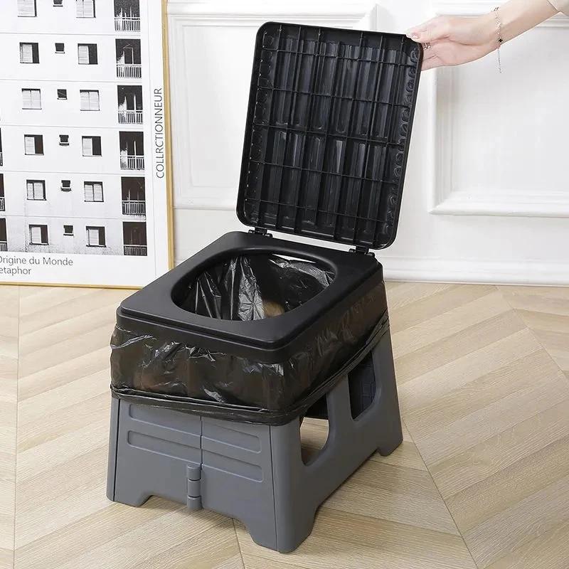 Портативный складной туалет с крышкой Складной уличный кемпинговый туалет Многофункциональное уличное сиденье для туалета для экстренных случаев