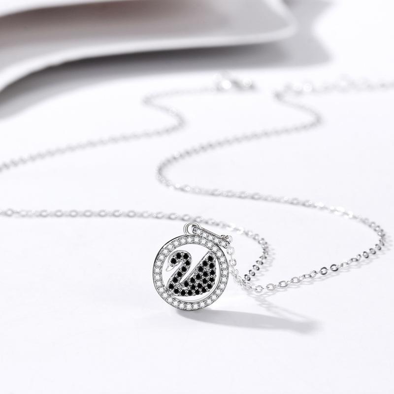 Swan Necklace Female Niche Light Luxury Fashion Versatile Temperament Advanced Full Diamond Black Swan Collarbone Chain Female Quality