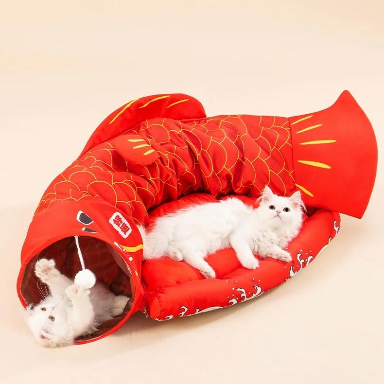 New Cat Tunnel, Ground Rolling, Chinchilla Toy, Koi Cat Scratch Board, Folding Channel, Semi Enclosed Cat Nest