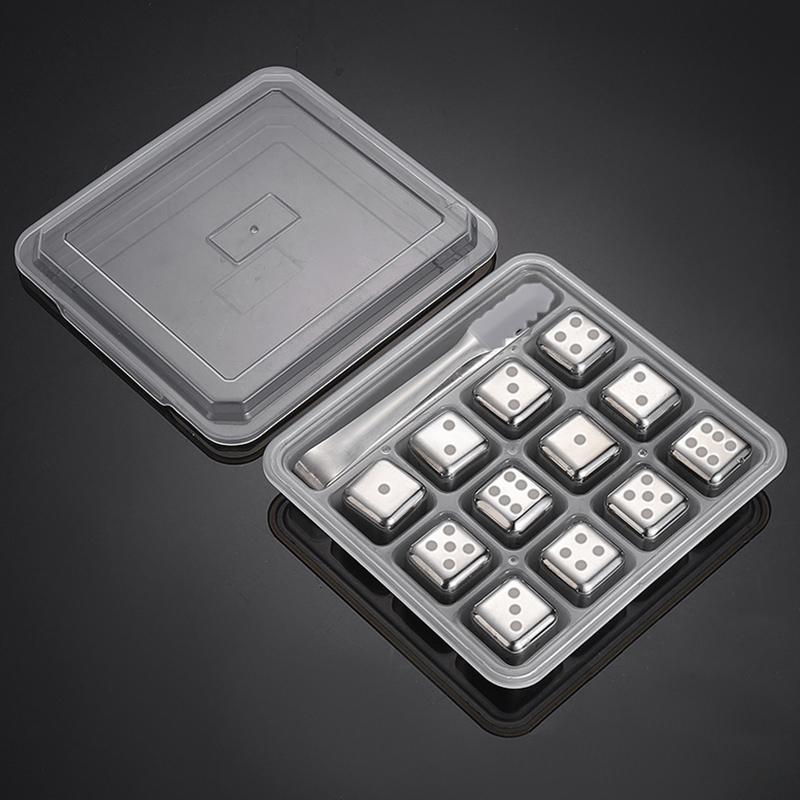 304 Stainless Steel Ice Cubes, Reusable Whiskey Stones, Dice Poker Pattern, Quick-Frozen Metal Ice Pellets, Beer Cooler Bar Tool