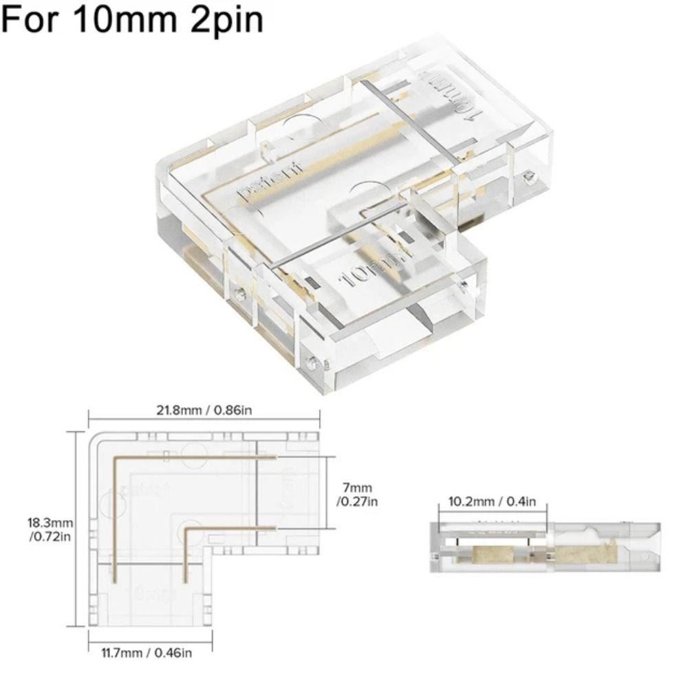 COB LED разъемы 90 градусов L-образный угол 5/8/10 мм без пайки для CCT FCOB RGB ленточных светильников 2/3/4-контактный разъем полоса к полосе