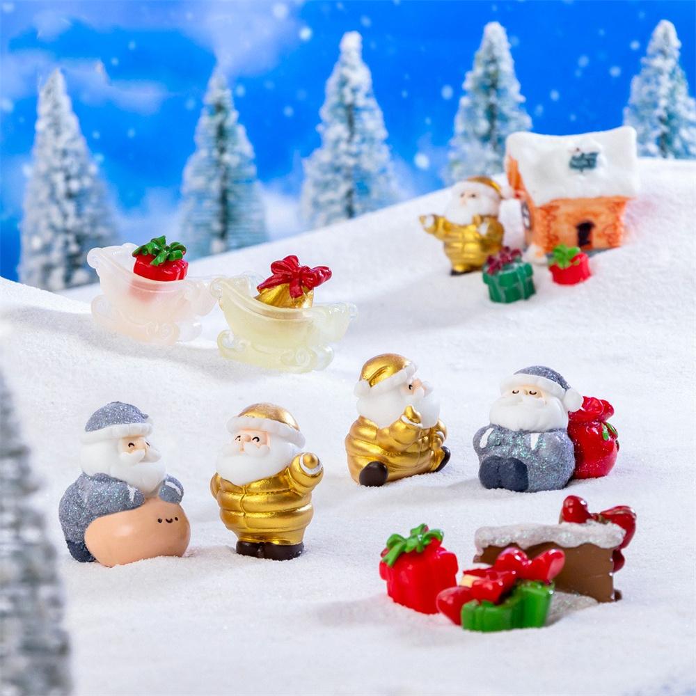 Christmas Miniature Creative Santa Claus Ornament Micro Landscape Decorative Cartoon Figurine For Diy Decor Tabletop Decoration