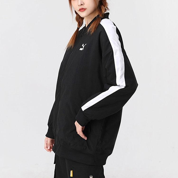 (WMNS) PUMA Classics Бомбер с принтом логотипа Черный Женская 530275-01